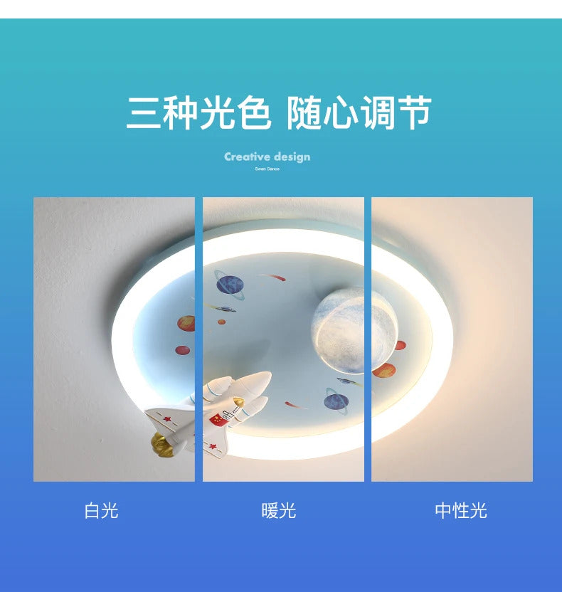 Modern Kids Room Ceiling Fan Light Cartoon Moon Astronaut children bedroom hanging Light