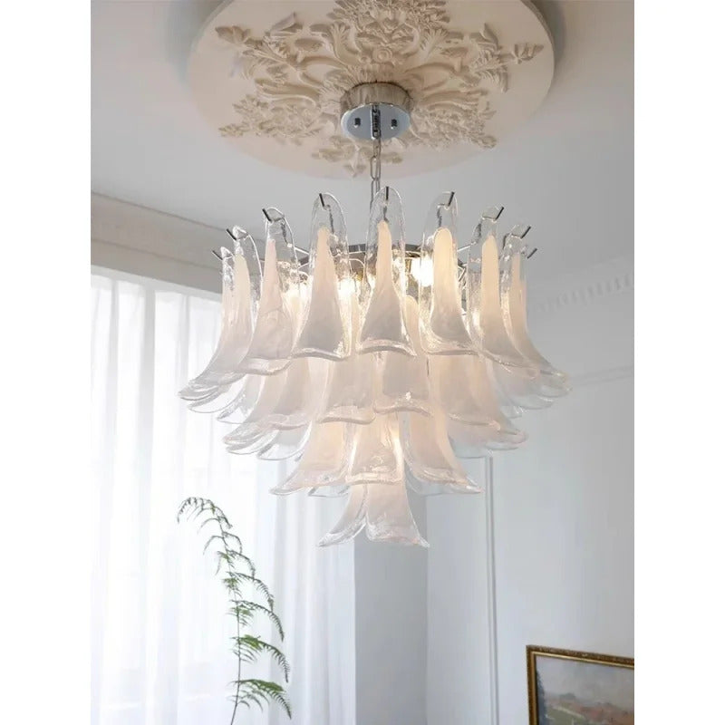 White Petal Glass chandelier French branch shaped crystal pendant light