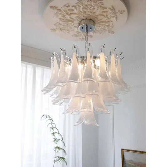 White Petal Glass chandelier French branch shaped crystal pendant light