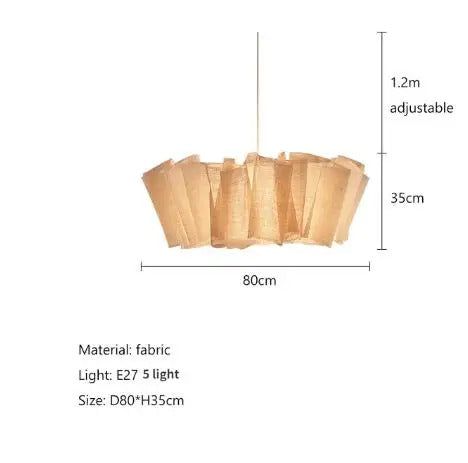 Nordic Linen Pleated Pendant lamp Vintage Wabi Sabi Wind Pendant light