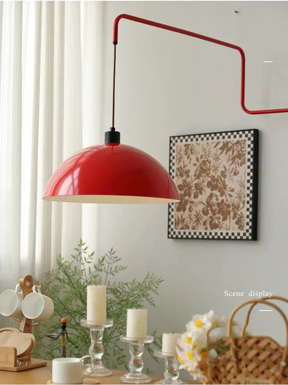 Red Rocker Chandelier Modern Folding Retractable Wall Lamp Long Arm Chandelier