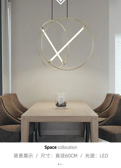 Round Suspension lamp Post-modern ring pendant light