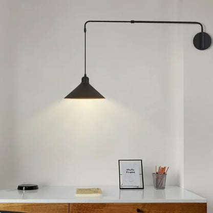 Nordic Swing Arm Black Wall Light Modern corner living room long Adjustable Wall lamp