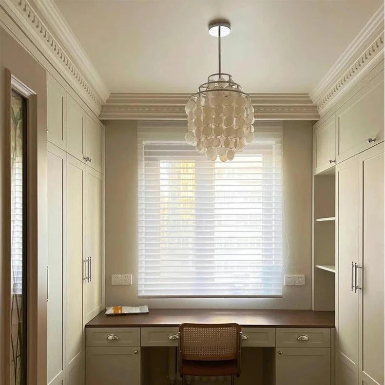 Real Shell Pendant Lights Gold Chrome Metal Romantic Beautiful Hanging Lamp Euphonious Voice E27 For Foyer Bedroom Dining Room