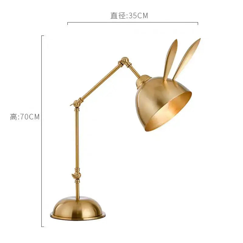Nordic pink rabbit table lamp led folding arm desk lamp for Children's Room decor eye protection study bedside book reading lamp