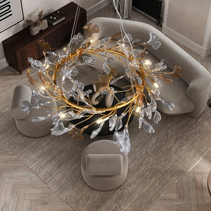  Crystal Branch White Gold Chandelier