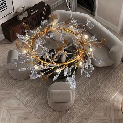  Crystal Branch White Gold Chandelier