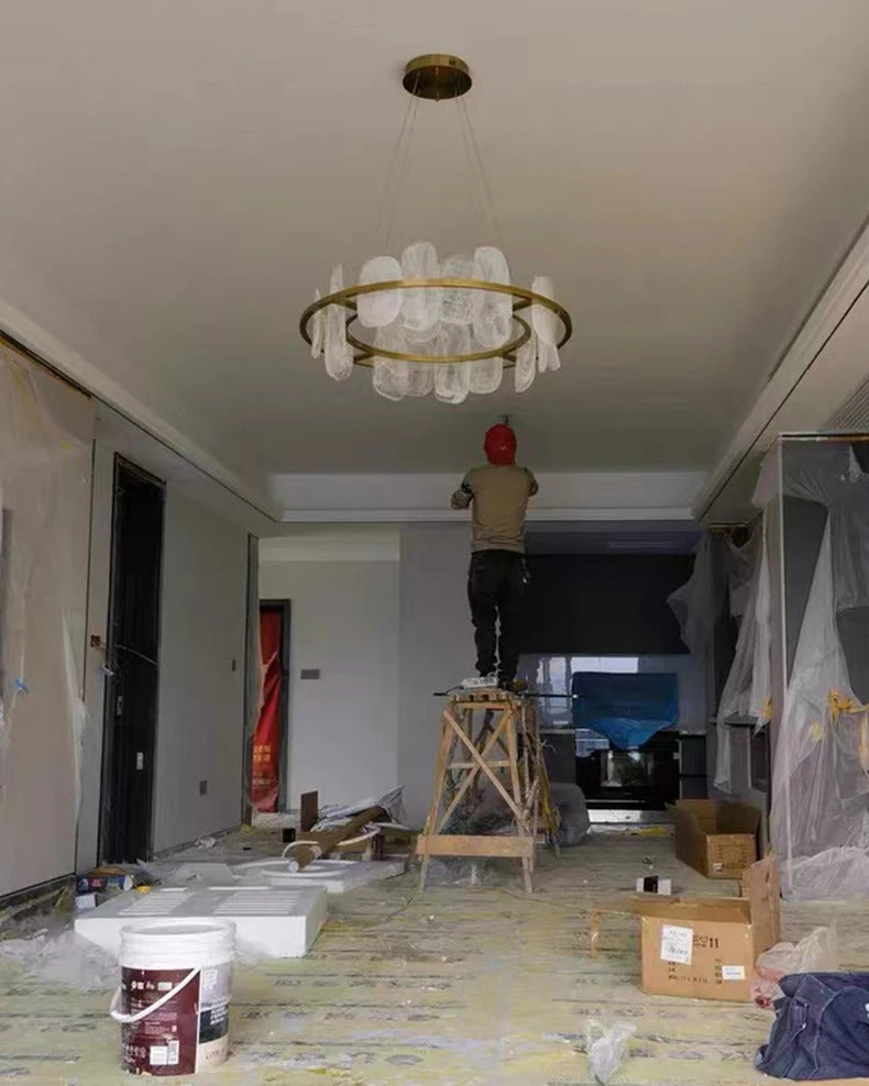 Modern Luxury crystals Ring Chandelier Italian designer glass golden pendant light