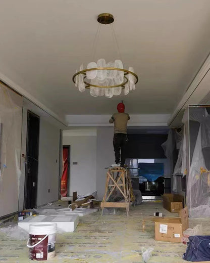 Modern Luxury crystals Ring Chandelier Italian designer glass golden pendant light