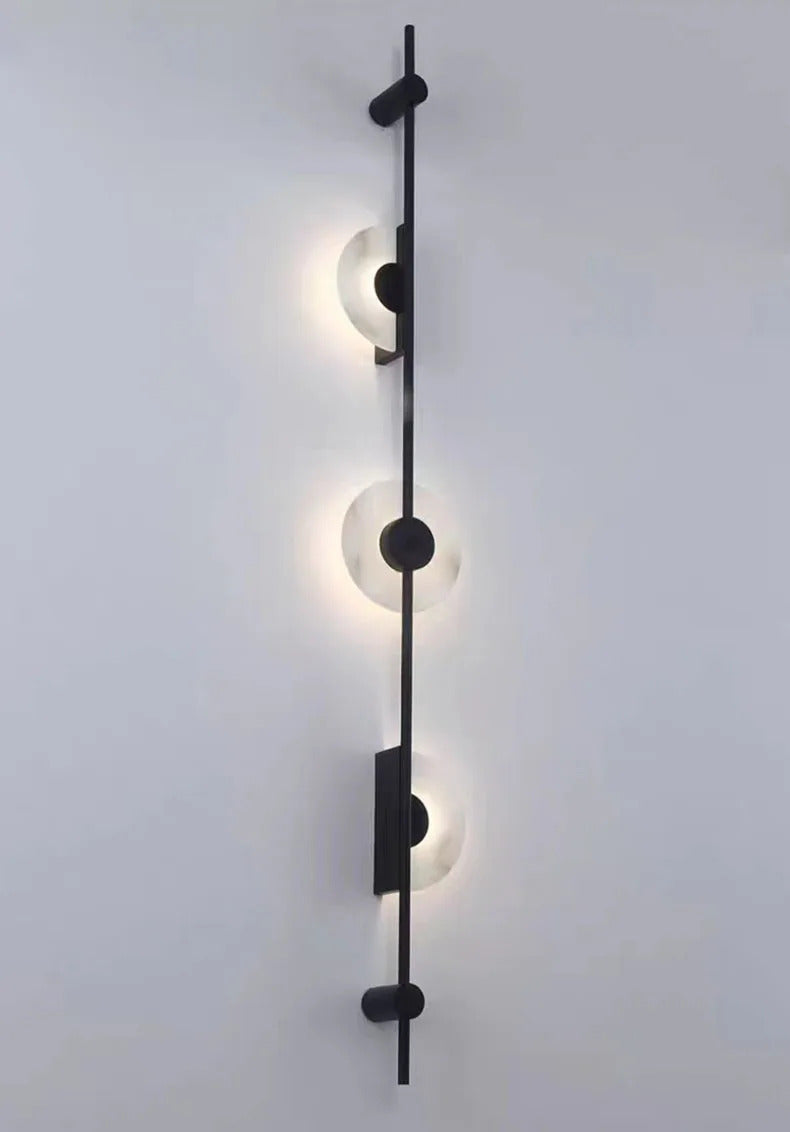 Alabaster Vertical Wall Lamp Modern Mable Wall Art Black Led Acrylic Circle Wall Lamp