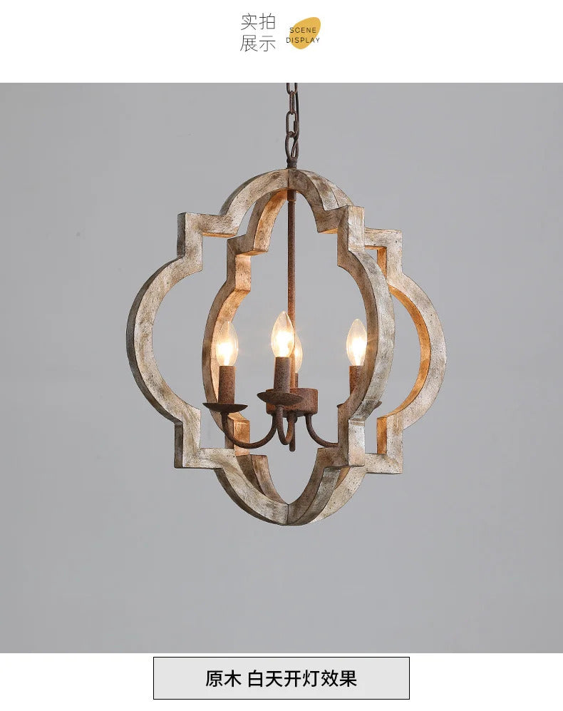 American Vintage Wrought Iron Gold Chandelier Nordic Design Living Room Pendant Lamp