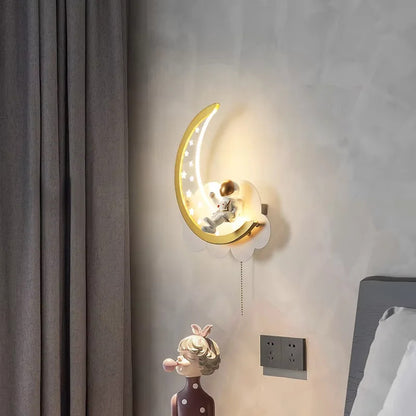 Modern Kids Room Ceiling Fan Light Cartoon Moon Astronaut children bedroom hanging Light