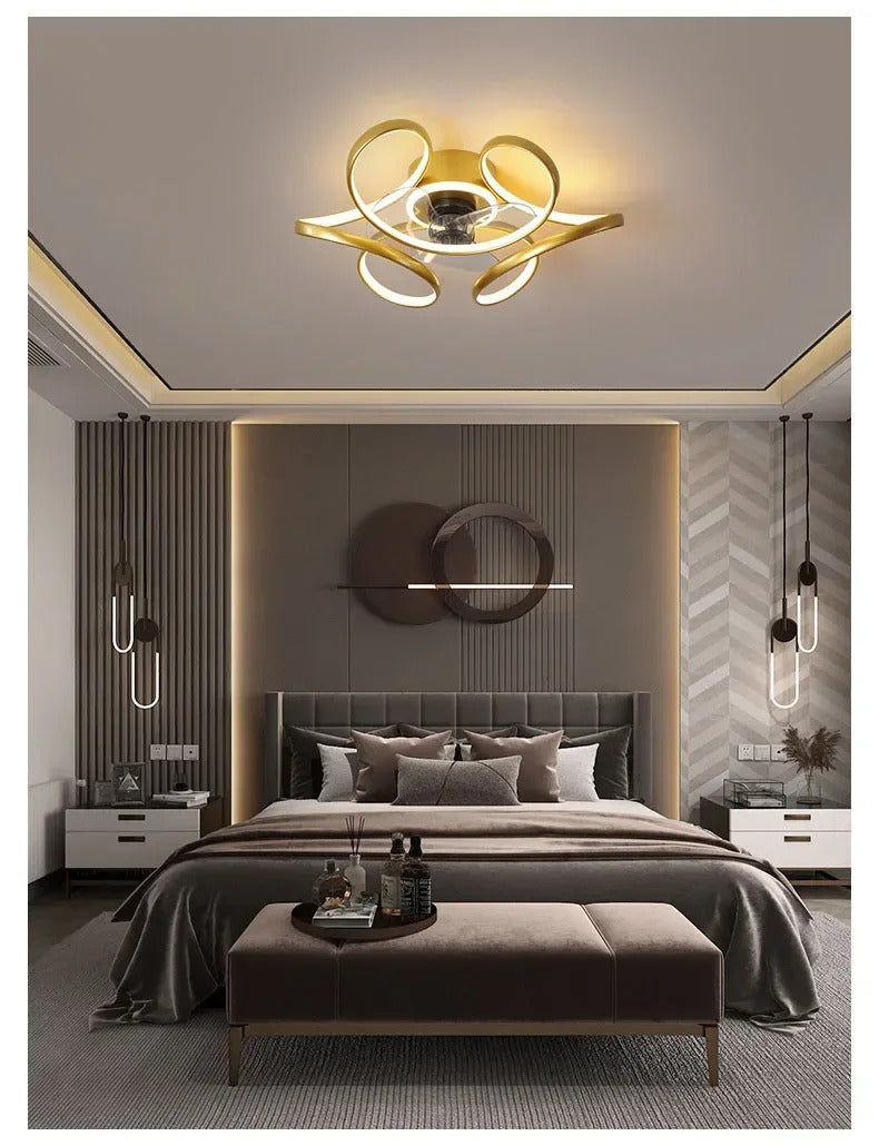 Nordic Intelligent Fan Light Color Dimming and Silent Remote Control Bedroom Lighting