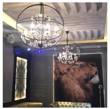 Retro Wrought Iron Chandelier Rustic Orb Chandelier