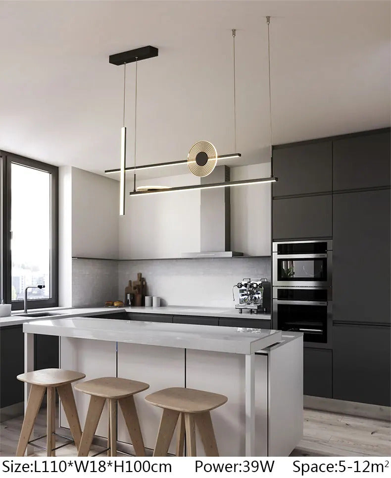 Modern black chandelier Led Nordic design minimalist acrylic lamp