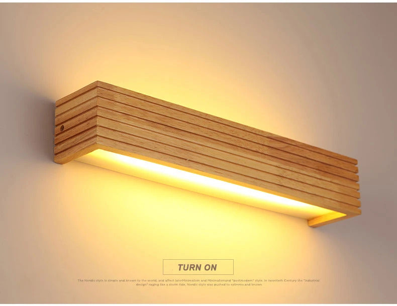 Modern Bathroom Mirror Wall Lamps Nordic Solid Wooden Linear LED Sconce light