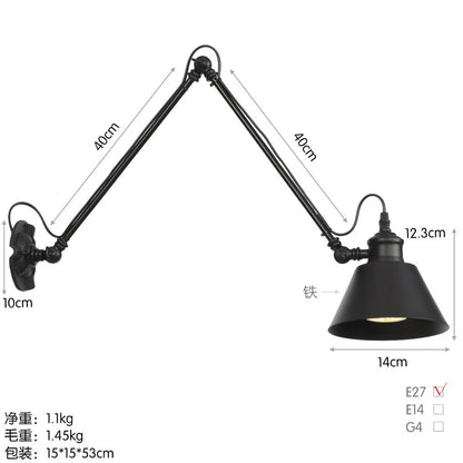 Nordic simple long black wall light Industrial Pole Swing Arm vintage Reading wall lamp