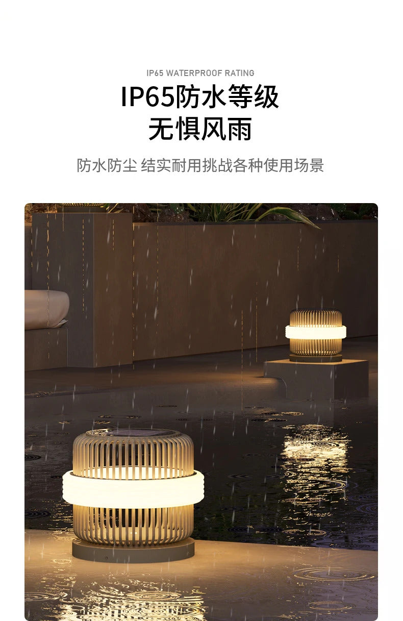 Outdoor wall column head lamps Waterproof solar floor lights  Pillar Wall lighting LED