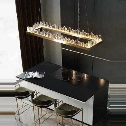 Modern Luxury Crystal Ring chandeliers Round black golden pendant lamp LED hanging light