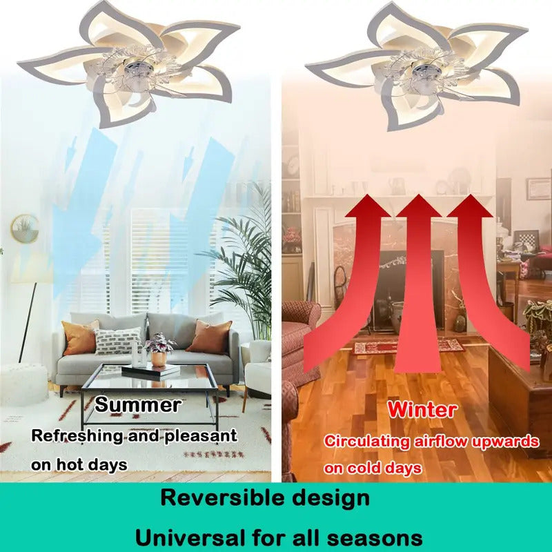 Modern Ceiling Fans with Lights, Fan Lamp Petal Ceiling Fan for Bedroom/Living Room