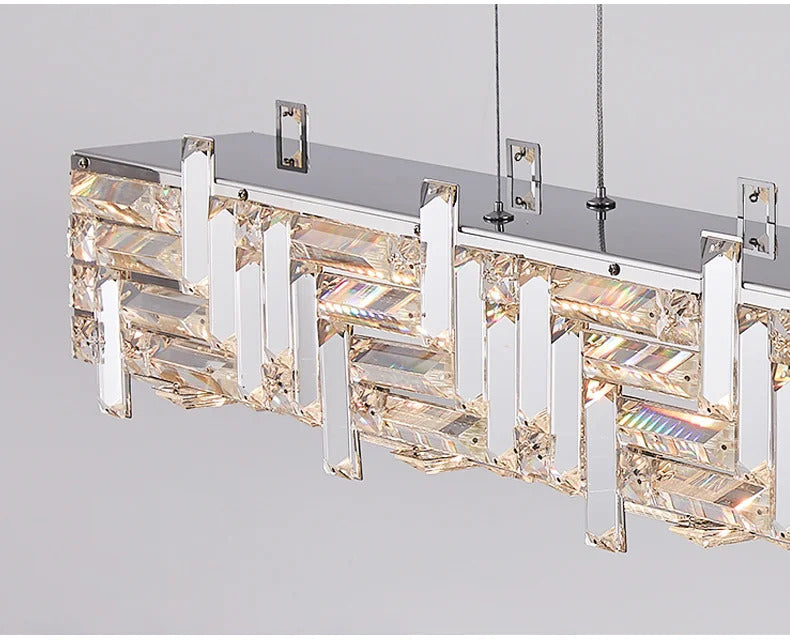 Modern crystal long strip chandelier Luxury Gold  Kitchen island Pendant lamp