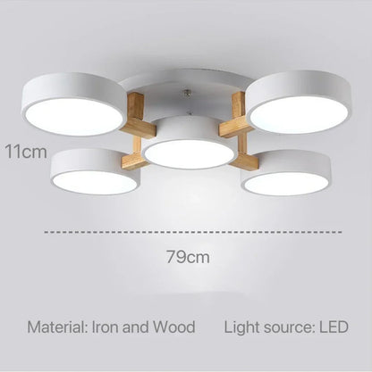 Modern Ceiling Lamp Bedroom Minimalist Wood Home Decor Lighting Fixtures