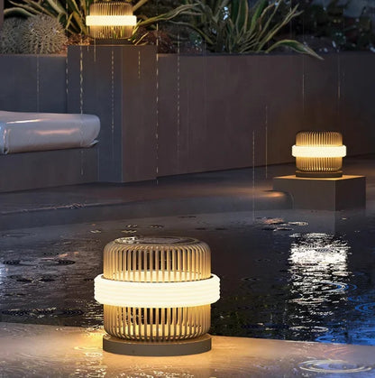 Outdoor wall column head lamps Waterproof solar floor lights  Pillar Wall lighting LED