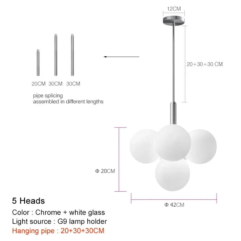 Nordic Luxury Glass Chandelier LED Pendant Lights Ceiling Suspension Hanging Lamp Fixture for Living Room Bedroom