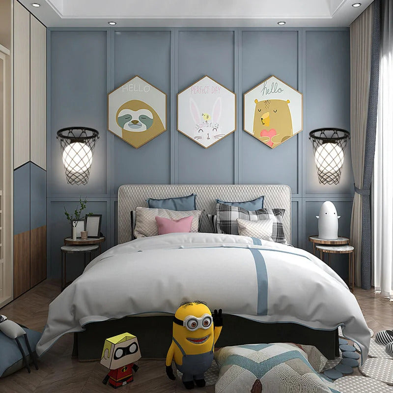 Basketball Wall Light Children boys Bedroom Wall Lamp Kids study Loft Sconce Light