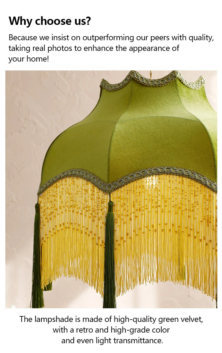 French Green Tassel Dining Room Chandeliers Retro Tassel pendant lamp