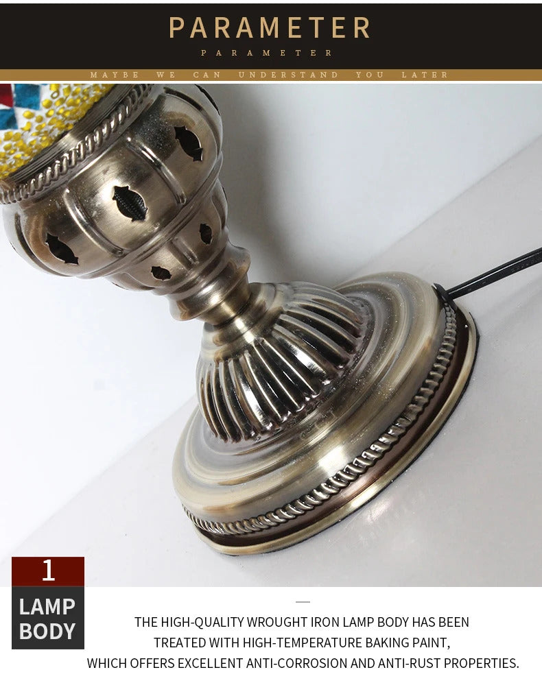 Turkish Mosaic Table Lamp Hand Crafted Decorative Lighting