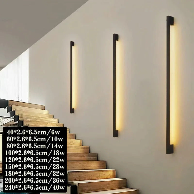 Modern Black Long Strip Wall Lamp Outdoor waterproof Corridor staircase wall light