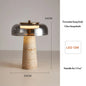 Modern Travertine Table Lamp Natural Stone LED Desk Lamp Indoor Decor Lighting Bedroom Living Room Study Matte Glass Lampshade