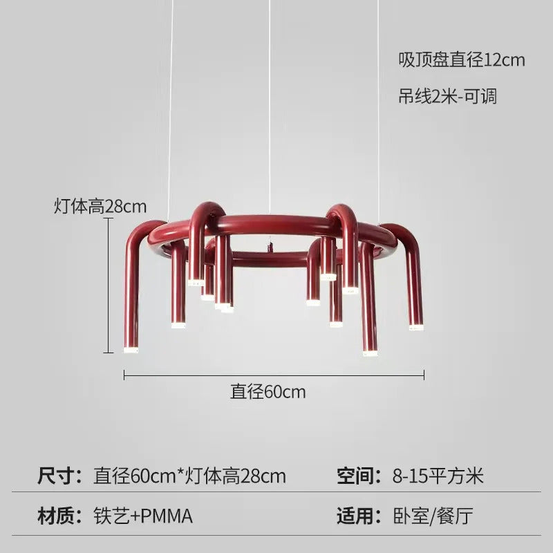 Nordic U-shaped Pendant lamp water pipe long strip Chandelier