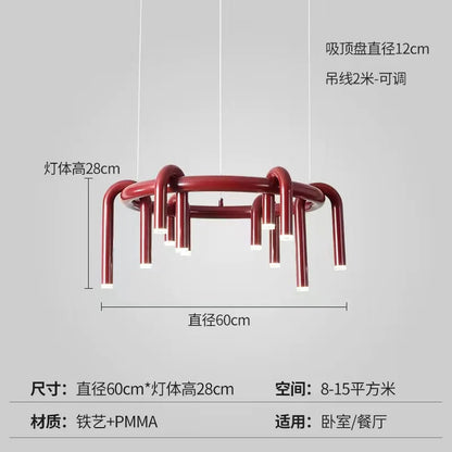 Nordic U-shaped Pendant lamp water pipe long strip Chandelier