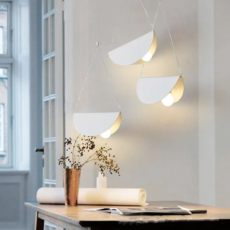 Nordic minimalist pendant light metal fly folded paper LED trumpet lamp