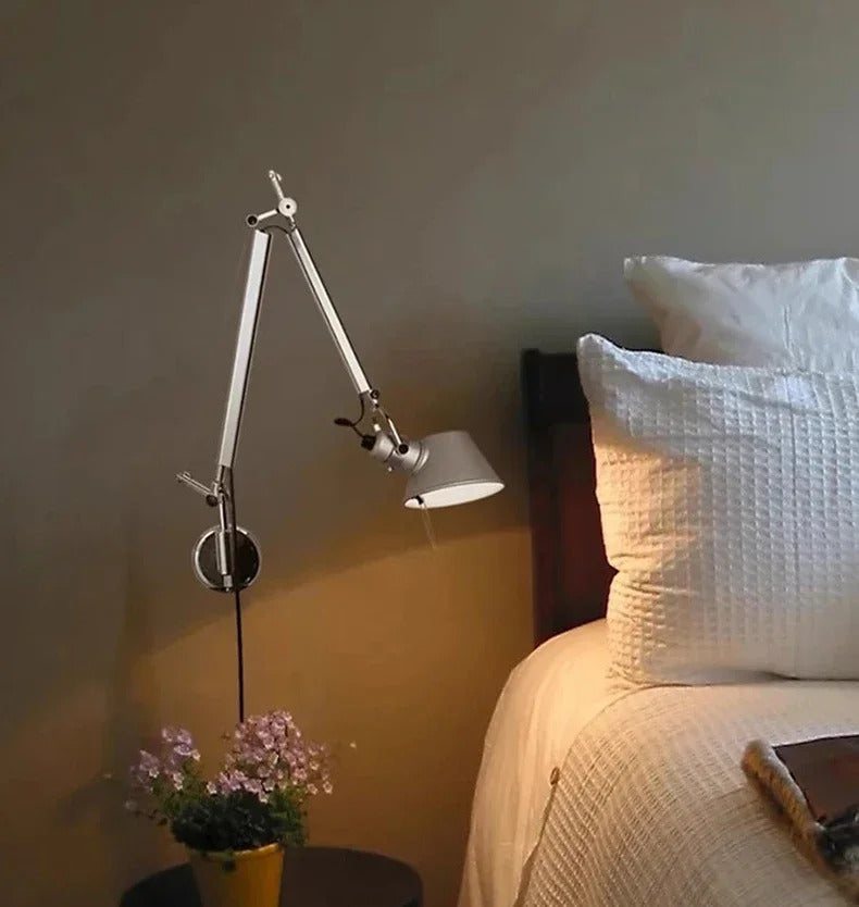 Italian swing arm wall lamp LED Silver Black wall lamp Rotatable Adjustable Reading Lights Decor wall mounted bedside lights