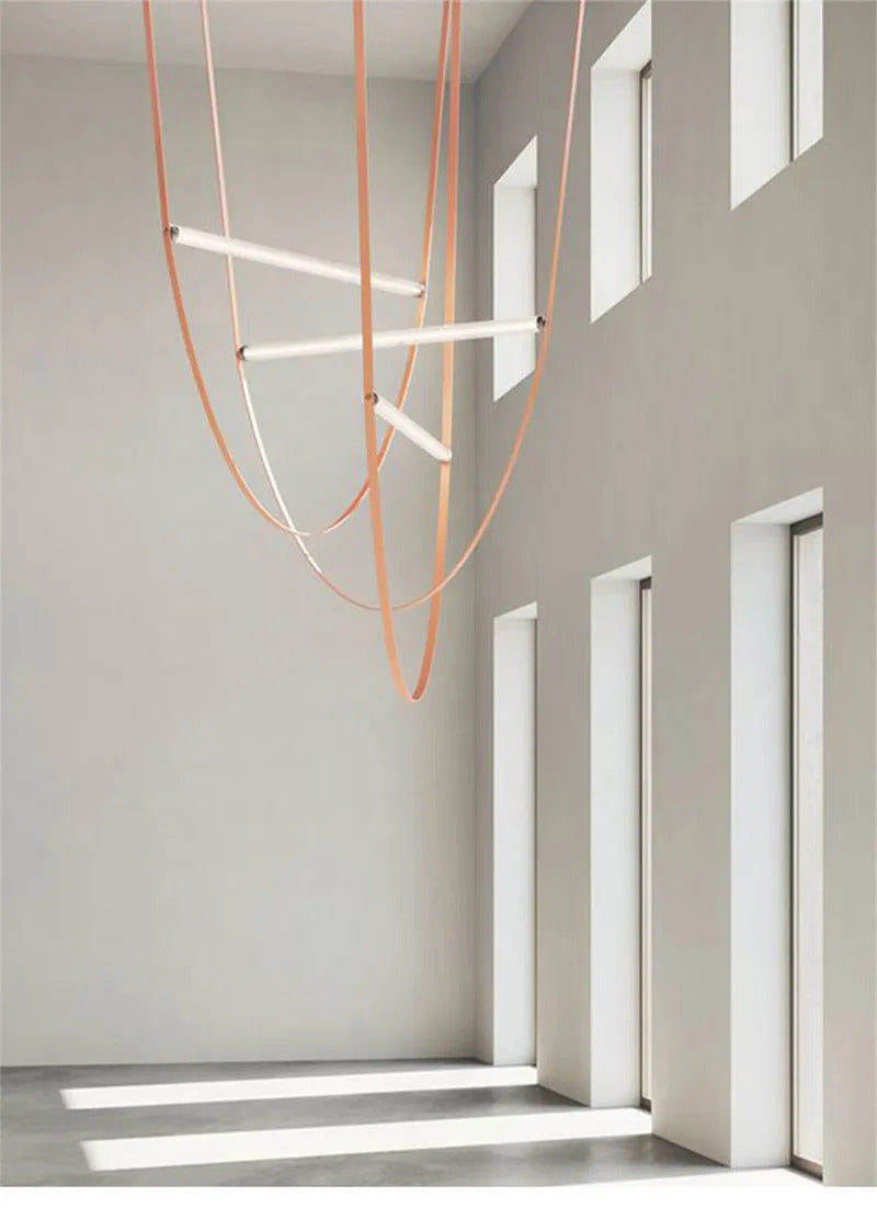 Duplex Leather Chandelier Restaurant staircase chandelier