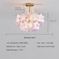 French Flower Crystal Chandelier Lamp Luxury Pink Glass Cream Petal Pendant Lights Living Room Bedroom Dining Room lighting