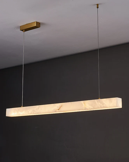 Rectangular Alabaster Linear Pendant Light | Hanging Lamp For Kitchen Island & Dining Table