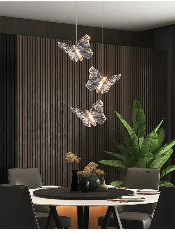 Crystal butterfly lamp Nordic Luxury Crystal Staircase Chandelier