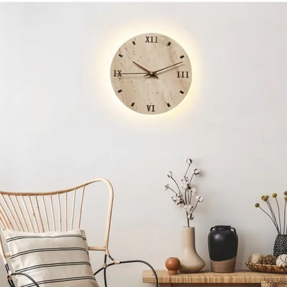 Creative Cave Stone Clock Wall Lamp Wabi Sabi Background Wall Light sconce