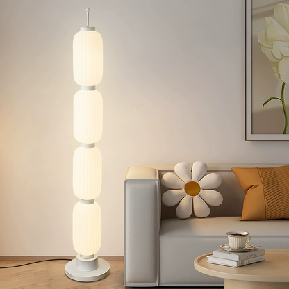 Modern Long Floor Lamp Nordic Minimalist Cream Lampshade Iron Base standing lights