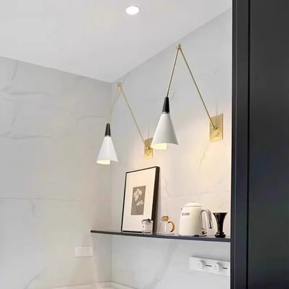 American Luxury Brass golden Wall Lamp Retro Swing Arm Adjustable Wall Light