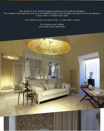 PostKrisi Pendant light Nordic eggshell Round Gold Foil Pendant lamp