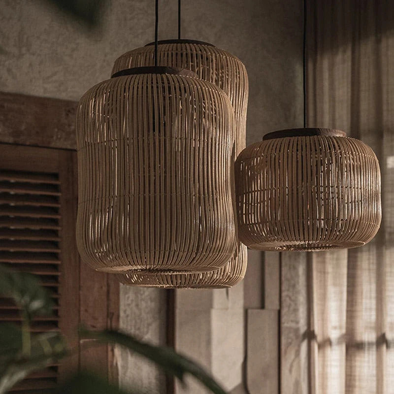 Rattan pendant light vintage Wabi-sabi Lights