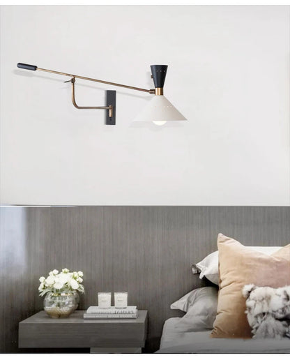 Danish design swing Arm wall light American Long Arm Adjustable Sconce Lamp