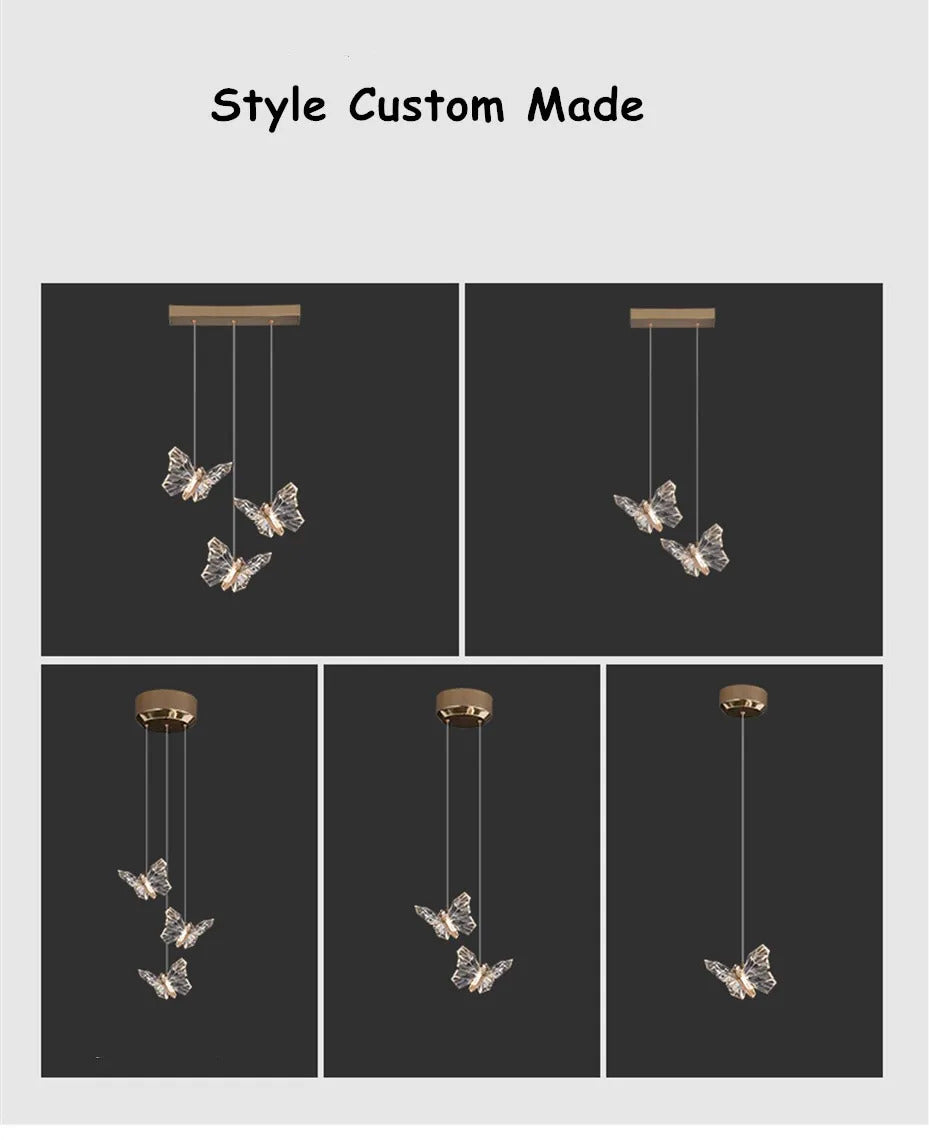 Crystal butterfly lamp Nordic Luxury Crystal Staircase Chandelier