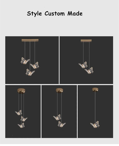 Crystal butterfly lamp Nordic Luxury Crystal Staircase Chandelier