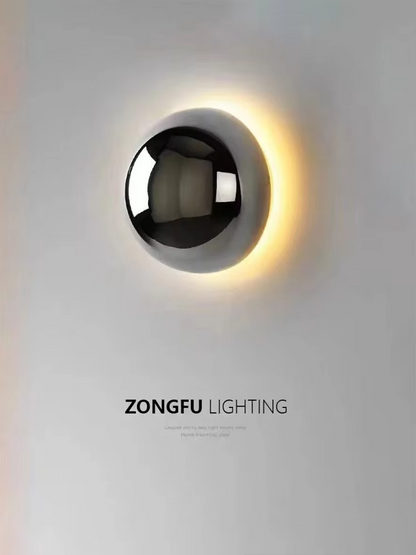Minimalist Plated Silver Luxurious Wall Lamp Modern Simple Circular Lunar Eclipse sconce